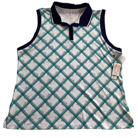 LILLIE GREEN WOMEN’S XLARGE Rib Trim Sleeveless Polo Shirt - Picture 1 of 7